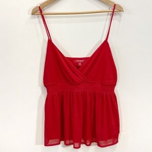 Guess Red Babydoll Tank Top Cami Camisole Sz Large